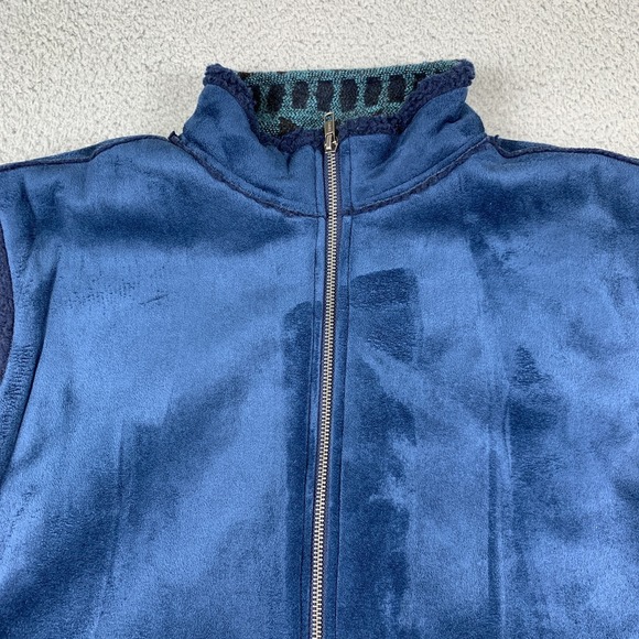 Red River Vest Womens 2X Blue Faux Suede Aztec Southwest Lined Heavyweight Zip - Picture 6 of 13